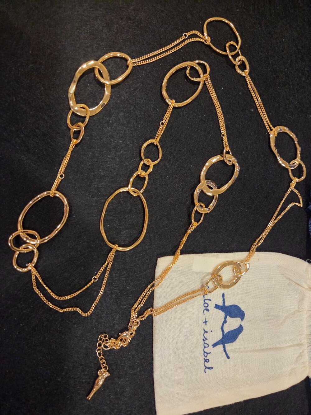 Chloe & Isabel Necklace Organic Link & Chain Gold Tone 36"